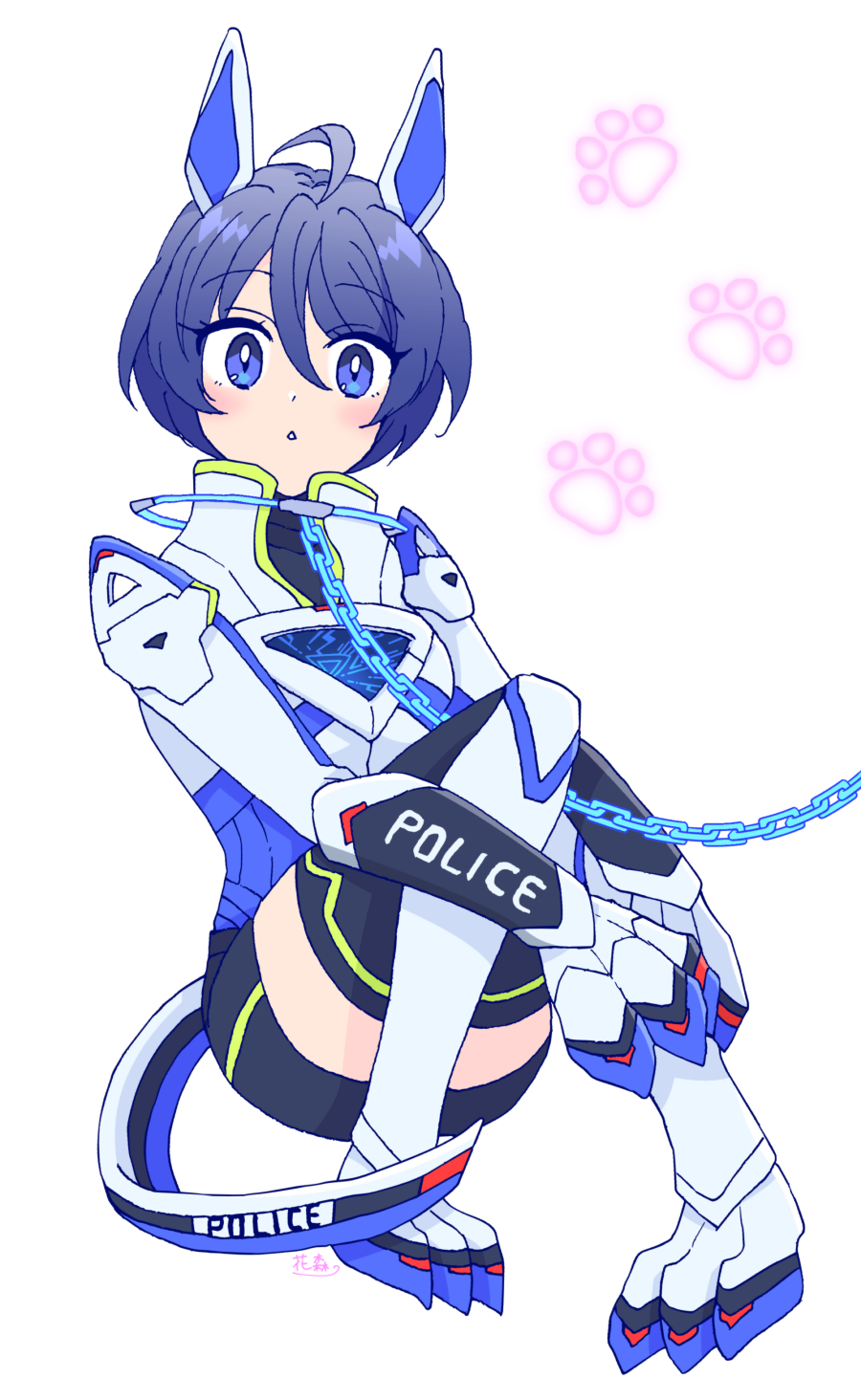 1girl, akira_howard, astral_chain, blush, boots, chain, gloves, hair_ornament