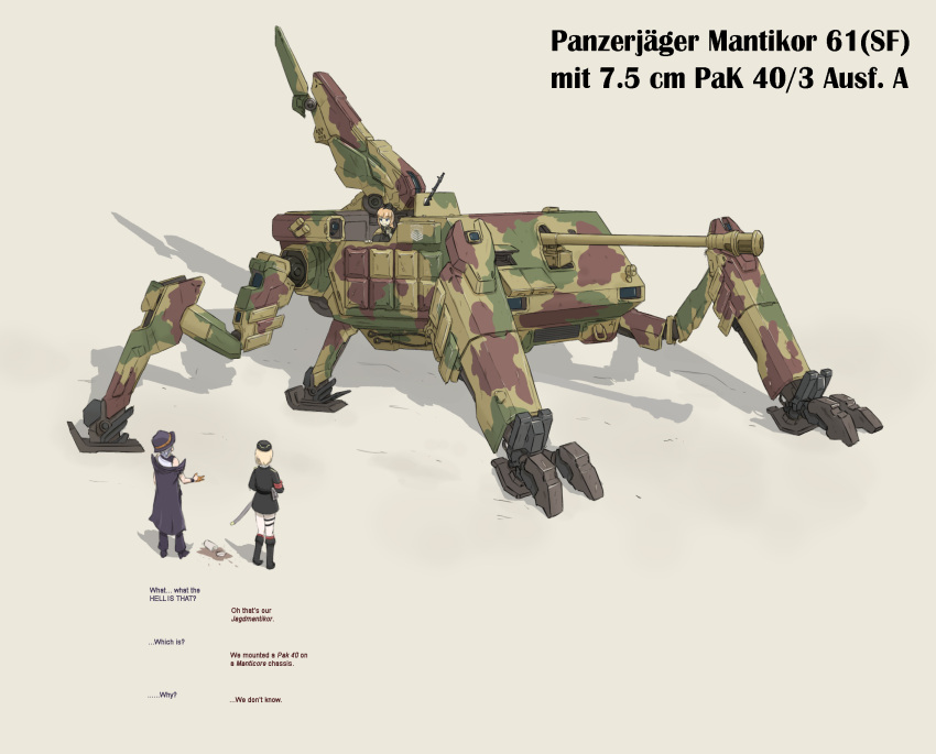 3girls, awsaedmd, blonde_hair, english_text, fusion, girls_frontline, highres, jagdtiger