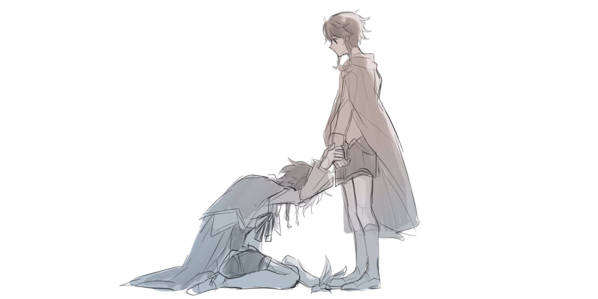 androgynous, bangs, beret, bow, braid, cape, cloak, collared_cape