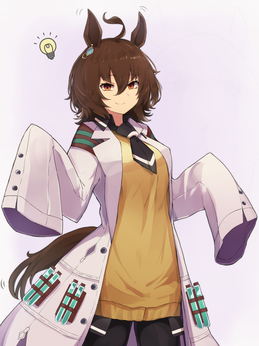 1girl, agnes_tachyon_(umamusume), ahoge, animal_ears, bangs, brown_hair, closed_mouth, eyebrows_visible_through_hair