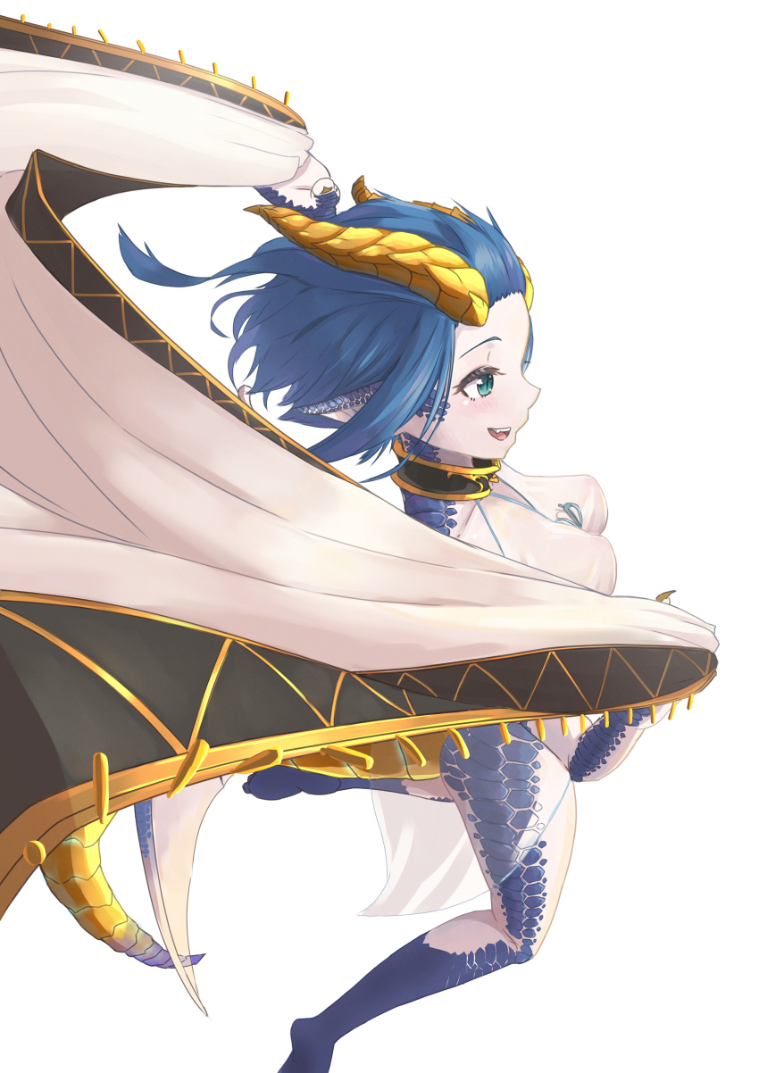 1girl, absurdres, aqua_eyes, bell_orgel, blue_hair, blush, breasts, cape