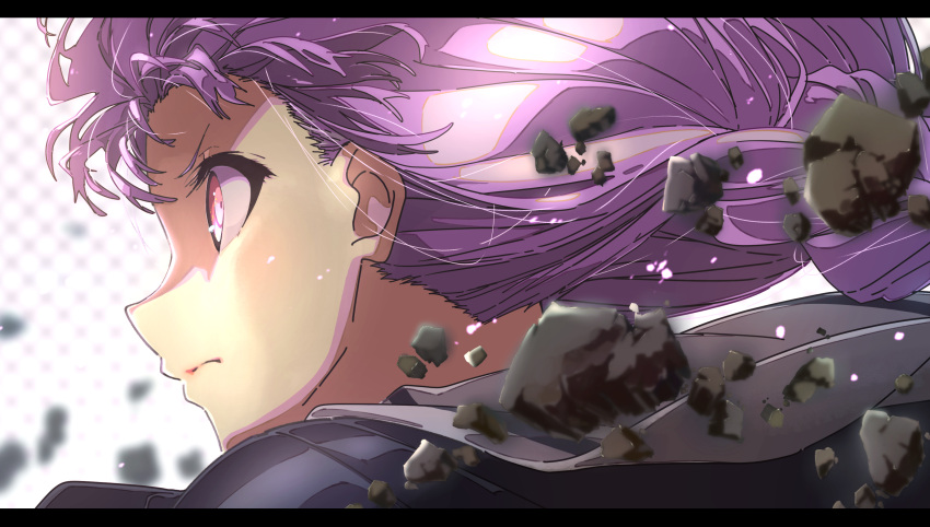 1girl, absurdres, assault_lily, determined, ear, floating_hair, floating_rock, highres