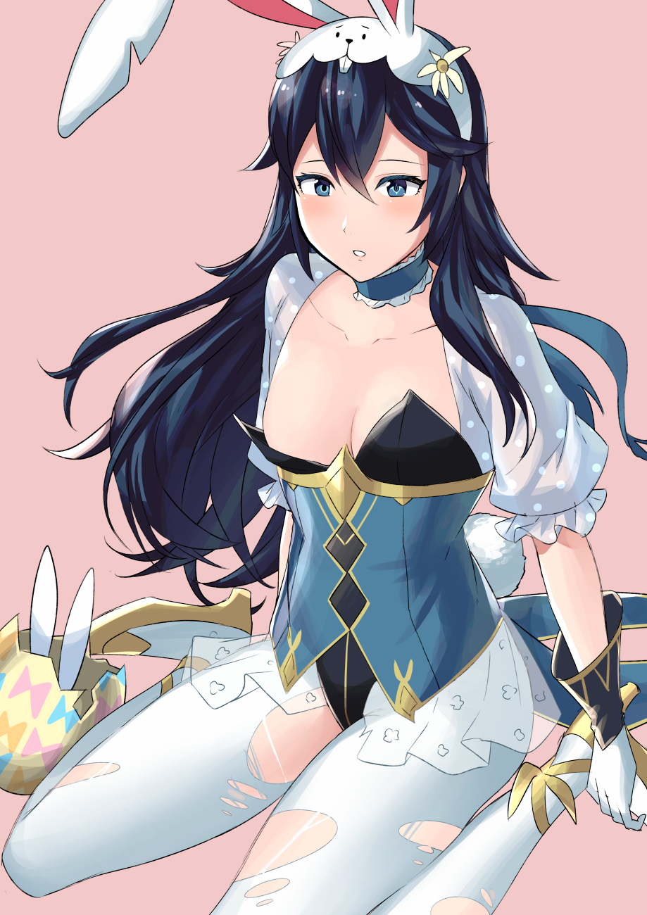1girl, ameno_(a_meno0), animal_ears, blue_eyes, blue_hair, blush, breasts, bunny_tail