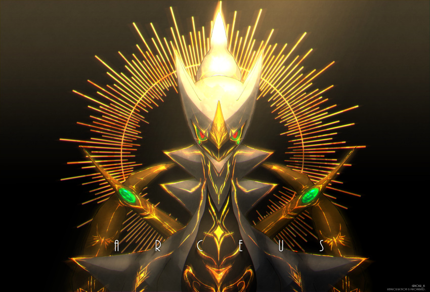 arceus, artist_name, body_markings, character_name, colored_sclera, commentary, gen_4_pokemon, glowing_markings