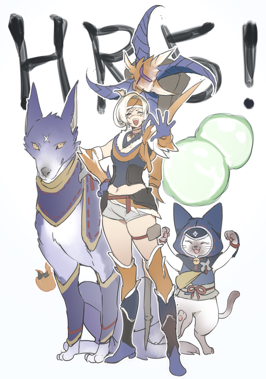 1girl, animal_hood, armor, canyne, cat_hood, closed_eyes, dog, fangs
