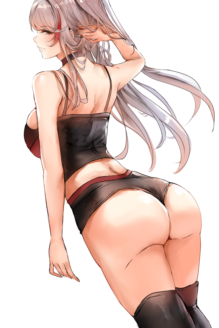 1girl, arm_up, ass, azur_lane, back, bare_arms, bare_shoulders, black_choker