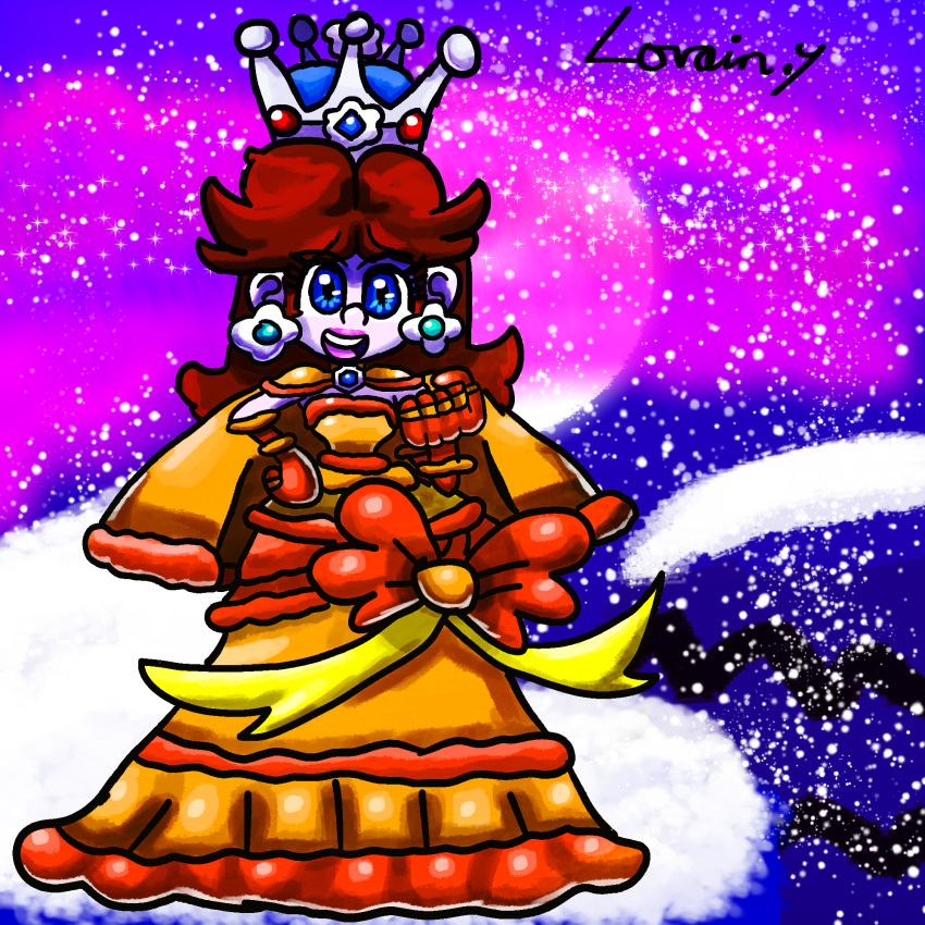1girl, christmas, dress, gameartist1993, highres, super_mario_bros., princess, princess_daisy, self_upload, solo