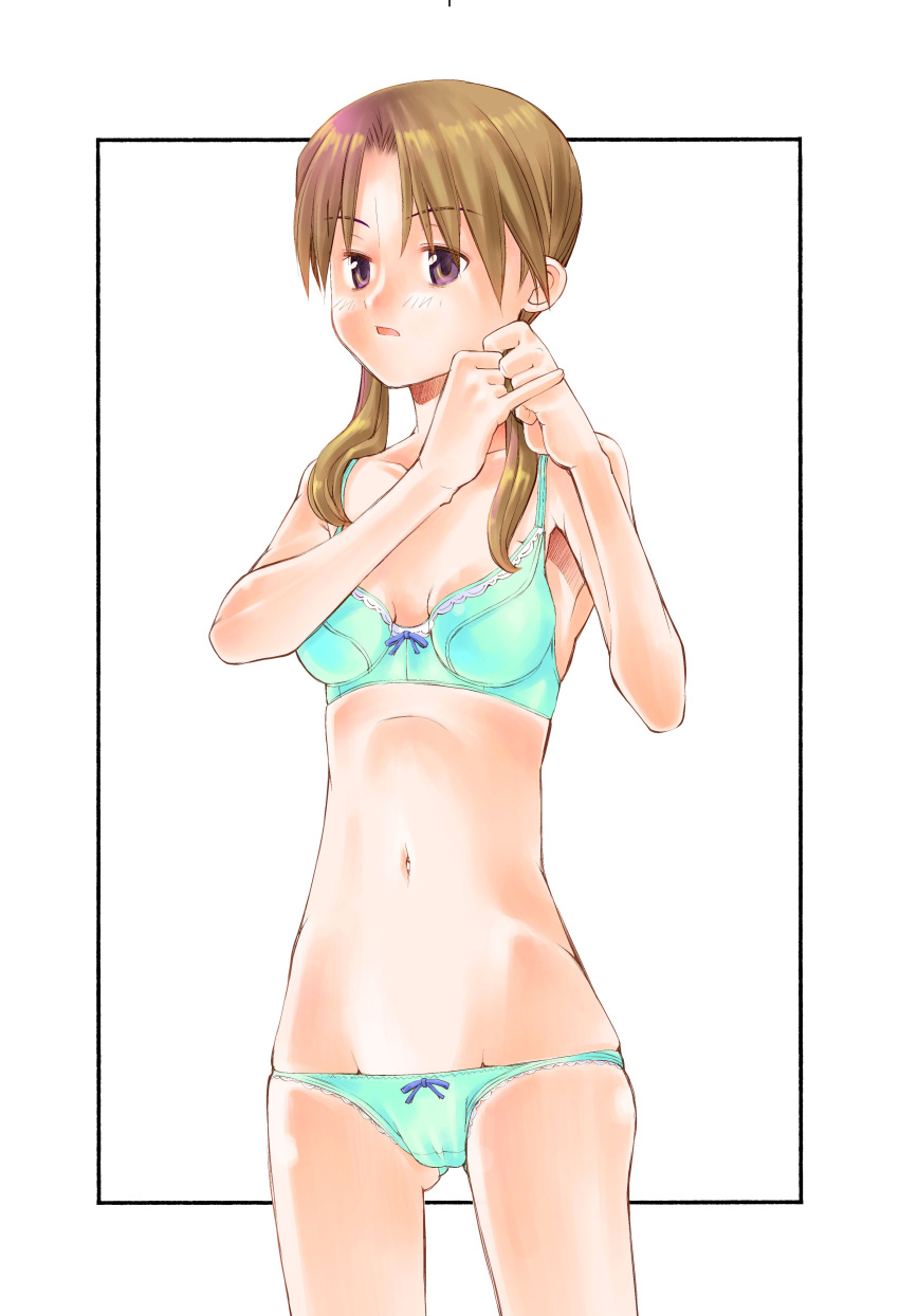 1girl, absurdres, bangs, black_border, border, bow, bow_bra, bow_panties