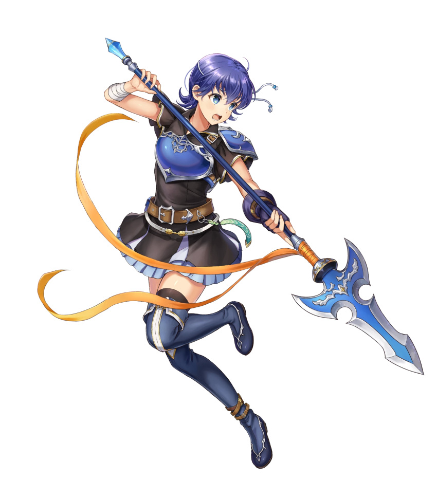1girl, armor, armored_dress, bandaged_arm, bandages, bangs, belt, black_legwear