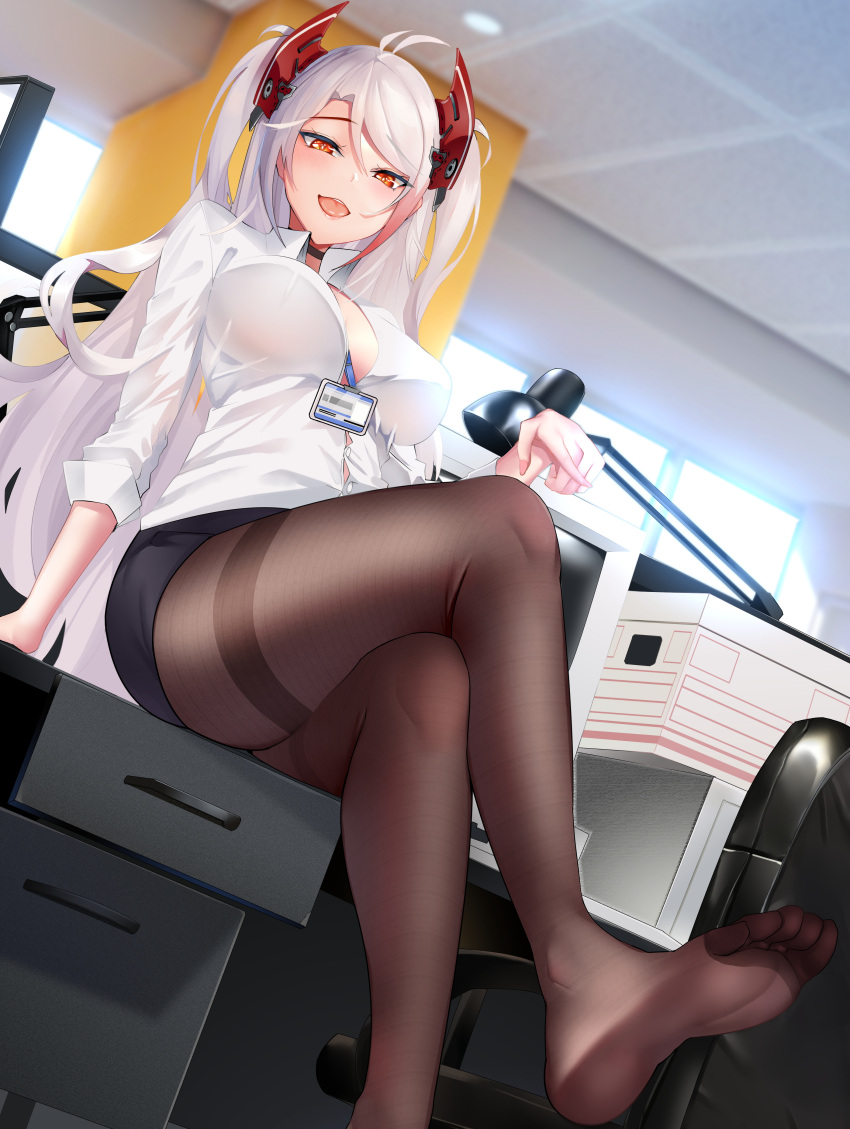 1girl, absurdres, alternate_costume, antenna_hair, asuo, azur_lane, bangs, between_breasts