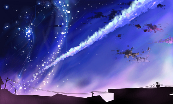 clouds, commentary_request, dusk, no_humans, original, purple_sky, rooftop, scenery