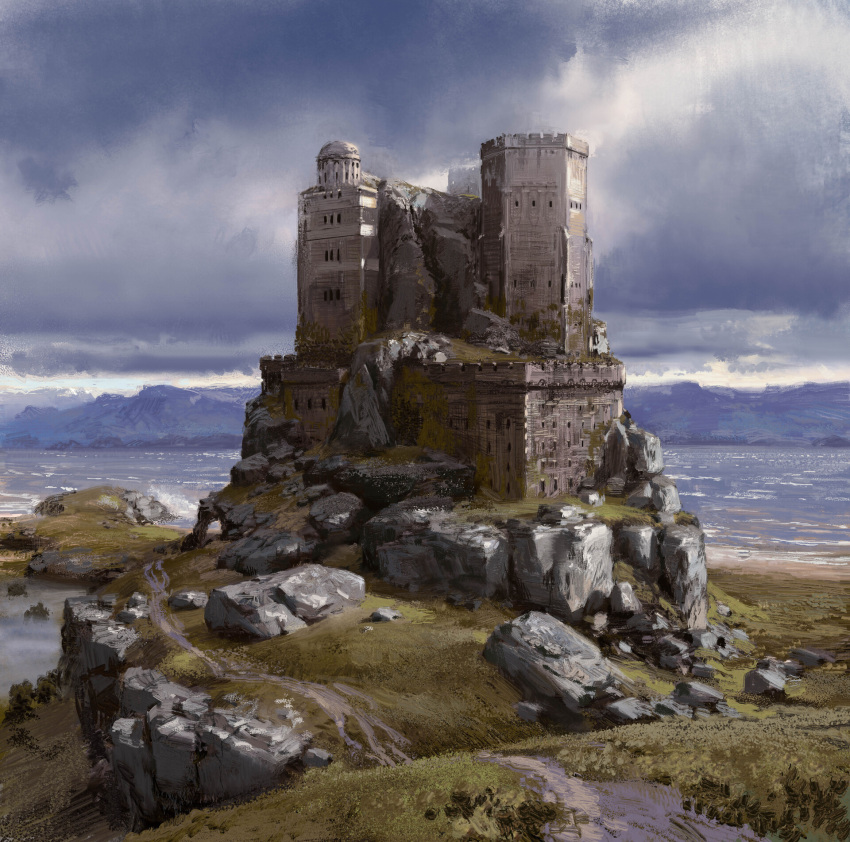 castle, clouds, dark_souls, day, english_commentary, gazedsoul, highres, horizon