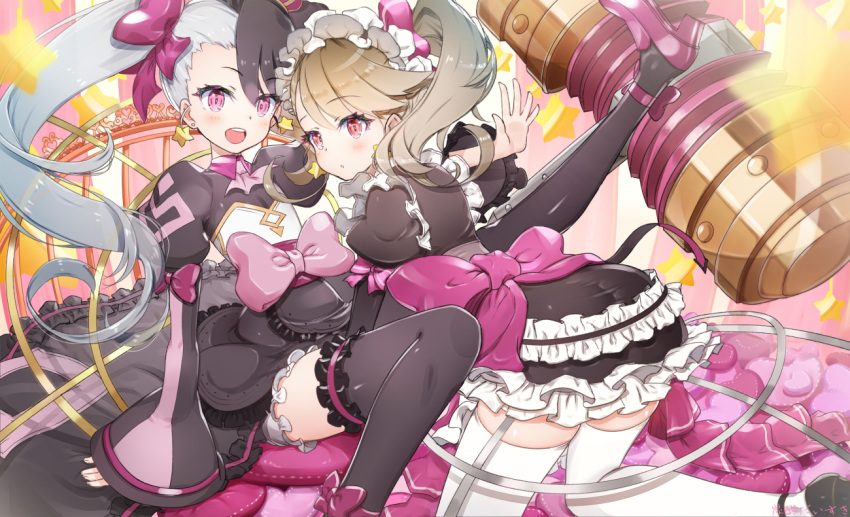 2girls, all_fours, arm_support, asymmetrical_bangs, asymmetrical_hair, bangs, black_hair, blush