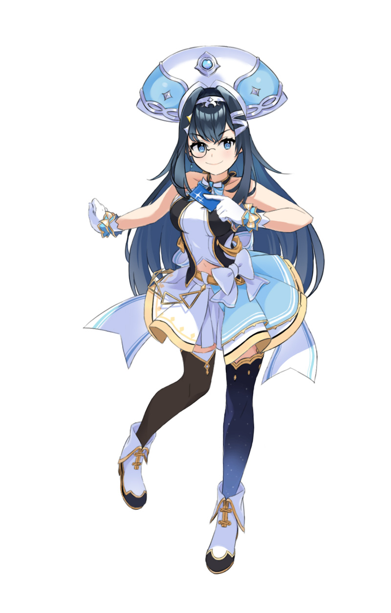 1girl, bangs, biqi_gu_qi_ku_bi, blue_eyes, blue_hair, blue_headwear, card, clothing_cutout