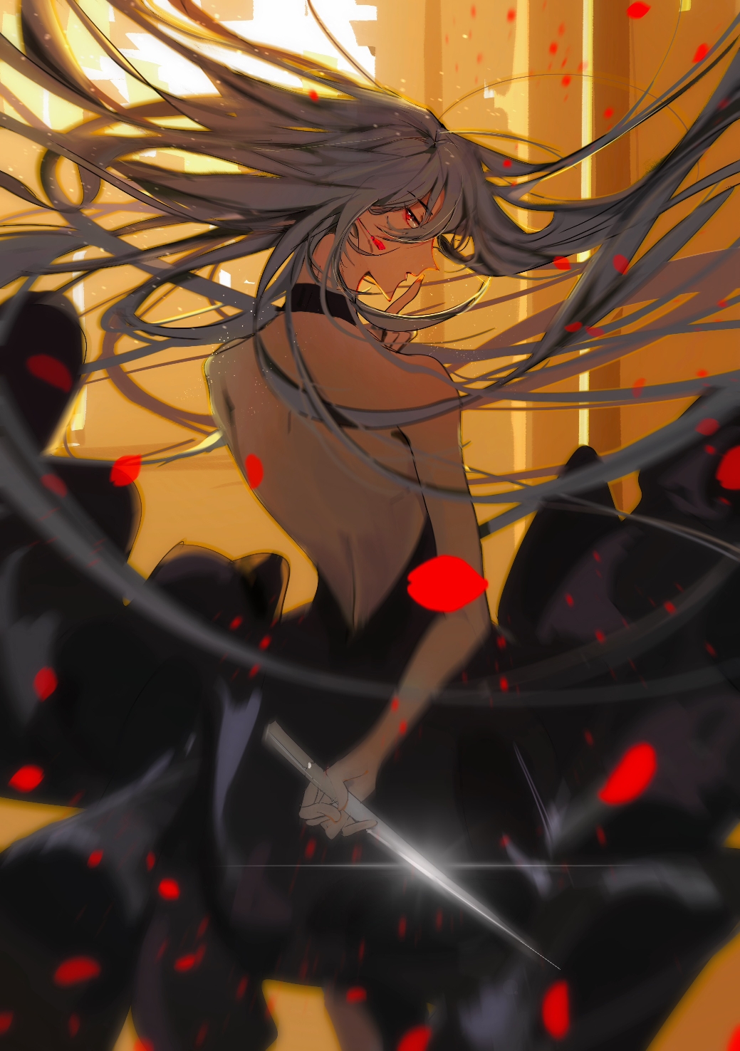 1girl, alternate_costume, arknights, back, backless_dress, backless_outfit, behind_back, black_dress
