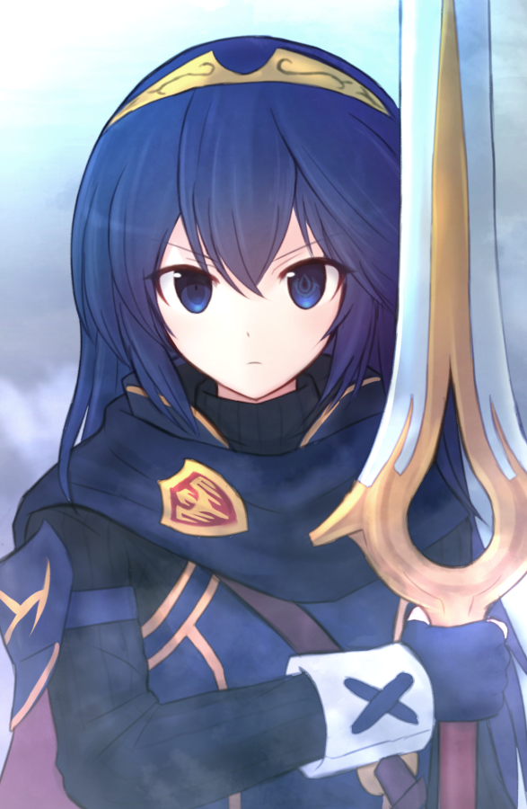 1girl, bangs, blue_eyes, blue_gloves, closed_mouth, dark_blue_hair, eyebrows_visible_through_hair, falchion_(fire_emblem)