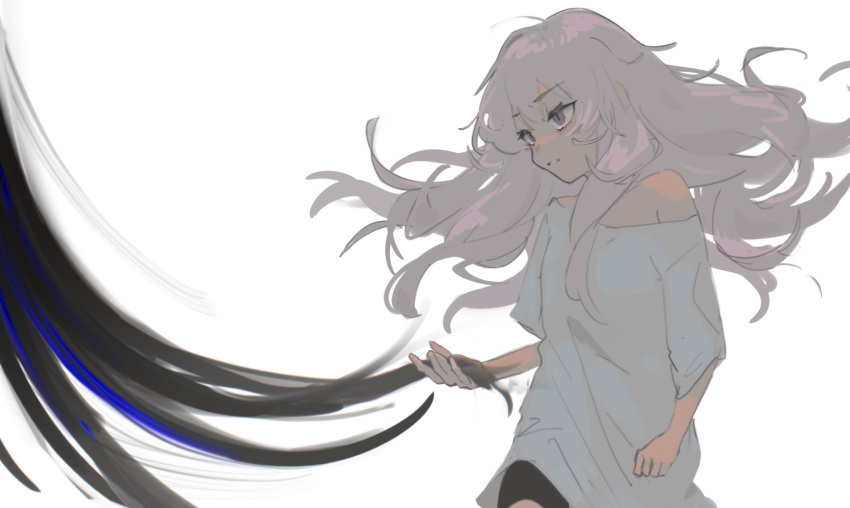 2girls, black_hair, black_shorts, europe_europa, grabbing_another's_hair, highres, holding, kozakura_(urasekai_picnic)