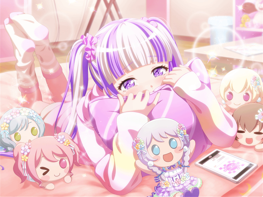 bang_dream!, blush, dress, long_hair, pareo_(bang_dream!), pink_eyes, pink_hair, smile