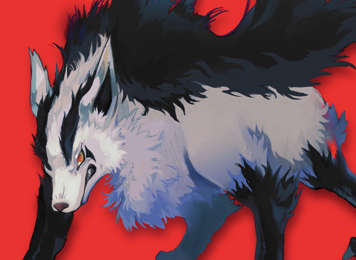 black_fur, clenched_teeth, colored_sclera, fluffy, gen_3_pokemon, gigigimimi, grey_fur, mightyena
