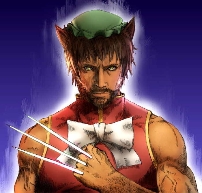 chen, chen_(cosplay), claws, cosplay, crossover, marvel, mitsuki_yuuya, muscle