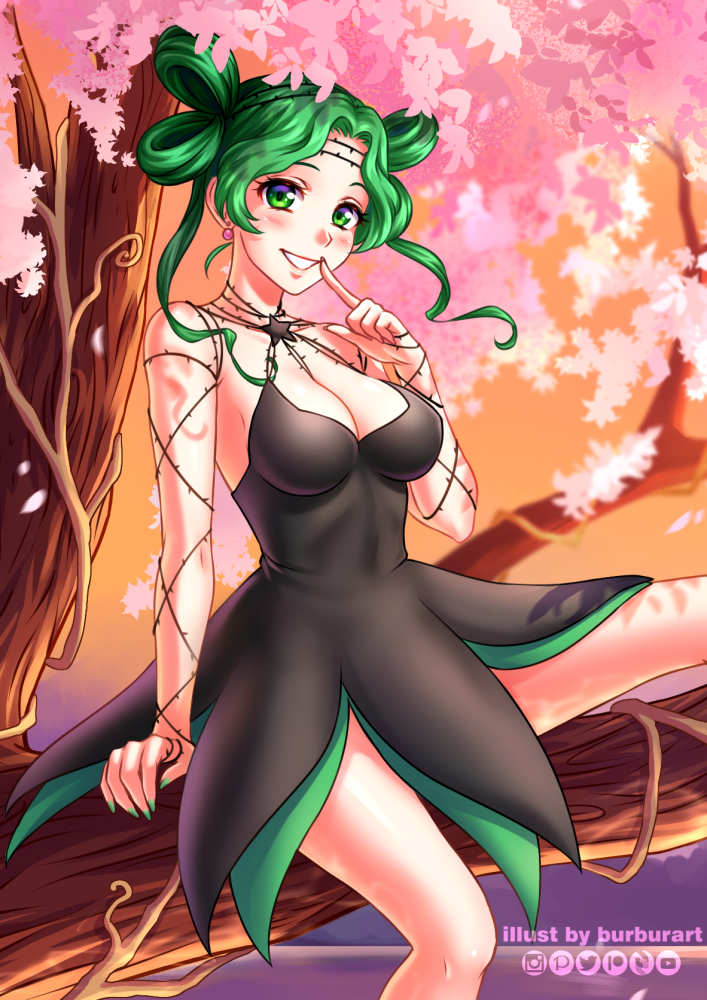 1girl, artist_name, bare_legs, bare_shoulders, barefoot, bishoujo_senshi_sailor_moon, bishoujo_senshi_sailor_moon_crystal, black_dress