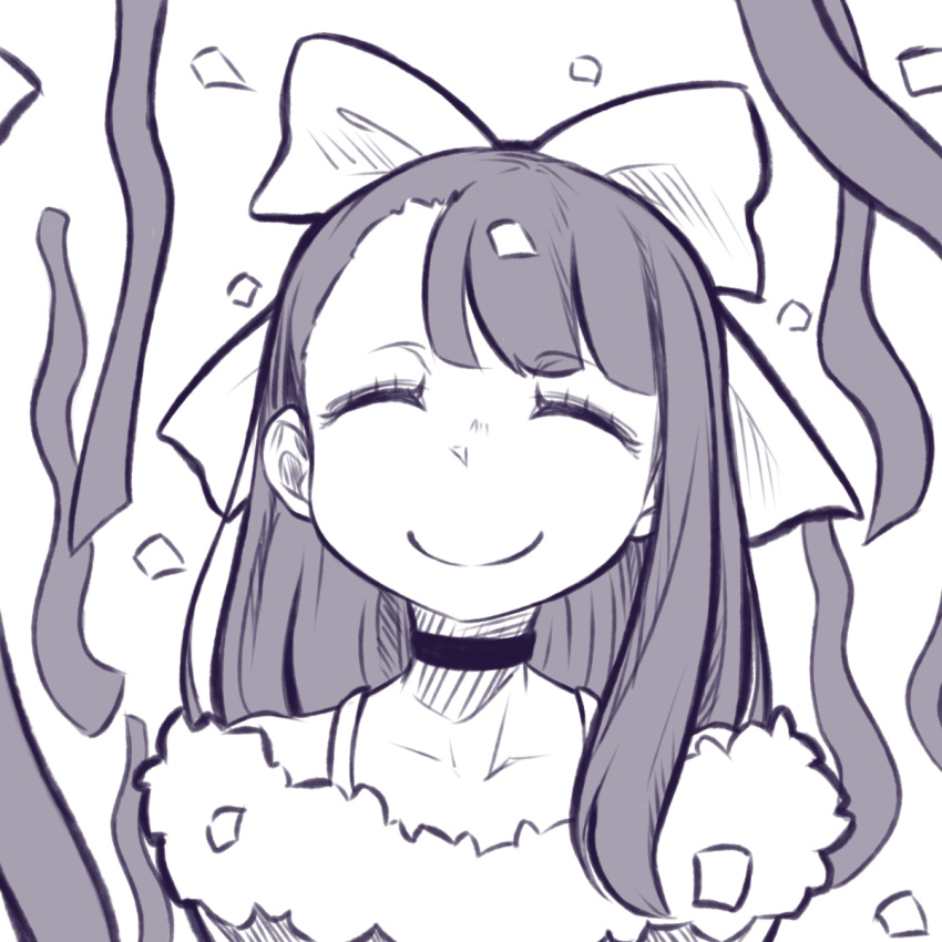 black_choker, brown_hair, choker, christmas, christmas_dress, closed_eyes, dress, highres