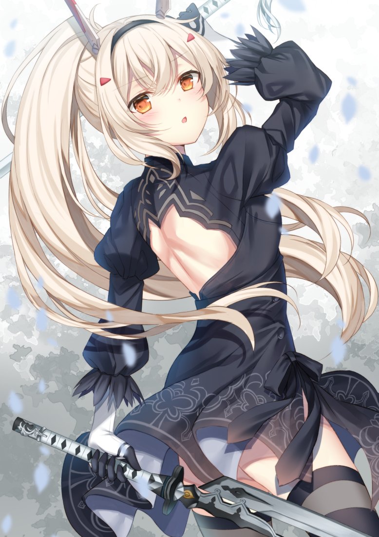 1girl, ayanami_(azur_lane), azur_lane, bangs, black_dress, black_legwear, blush, breasts