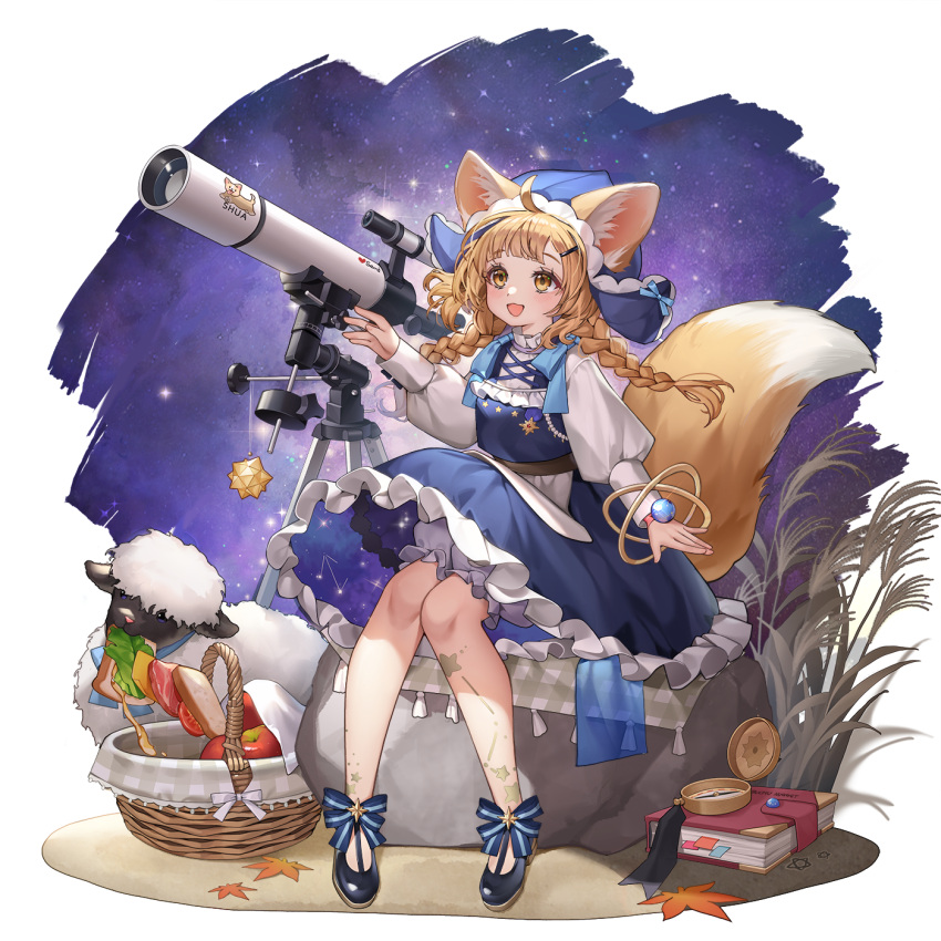 1girl, animal_ear_fluff, animal_ears, bangs, blonde_hair, bloomers, bow, braid
