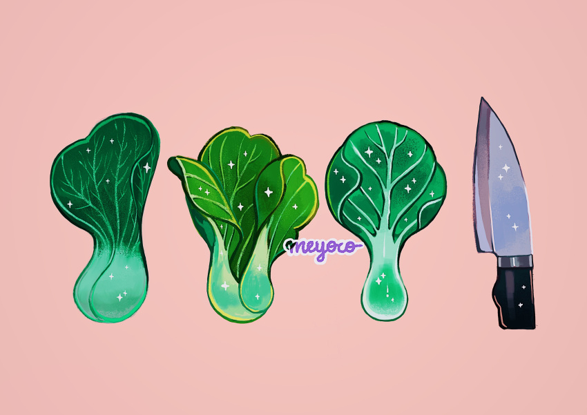 absurdres, artist_name, bok_choy, food, food_focus, highres, knife, leaf