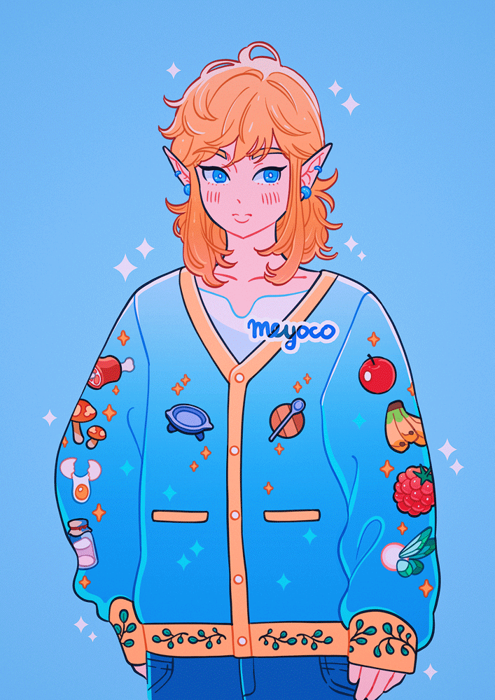 1boy, apple, banana, bangs, blonde_hair, blue_background, blue_eyes, bottle