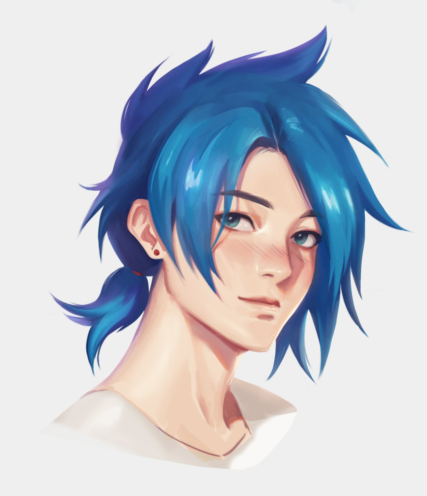 1boy, aqua_eyes, bangs, blue-haired_boy_(how_to_draw_manga), blue_hair, blush, closed_mouth, commentary