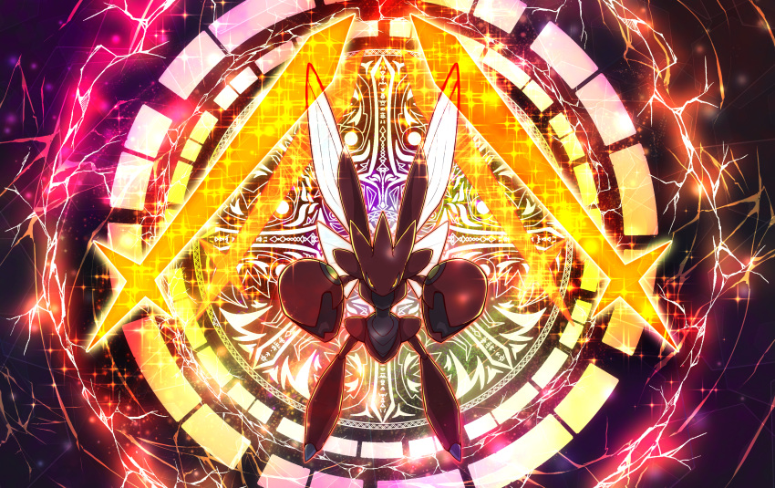 absurdres, colorful, commentary, commentary_request, electricity, gen_2_pokemon, glowing, glowing_eyes