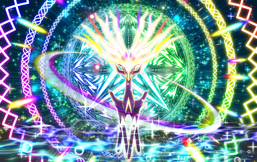 absurdres, colorful, commentary, commentary_request, gen_6_pokemon, glowing, glowing_eyes, highres