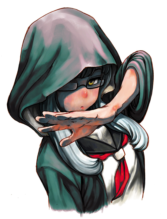 foreshortening, glasses, hands, hood, oono_tsutomu, oono_tutomu, original, school_uniform