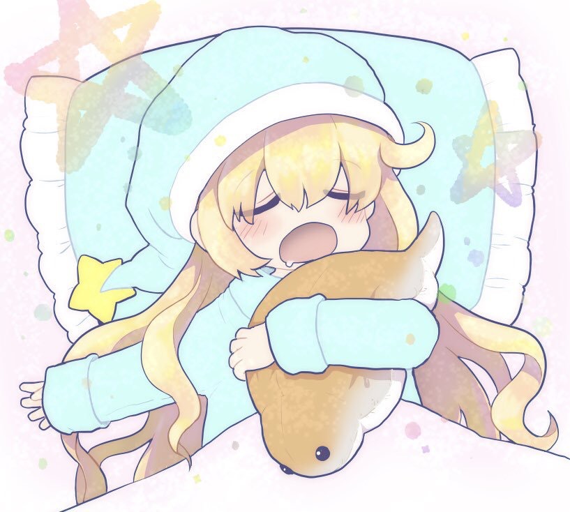 1girl, alternate_costume, aqua_headwear, aqua_shirt, blonde_hair, blush, closed_eyes, commentary_request