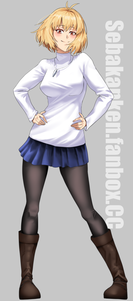 arcueid_brunestud, fanbox, jewelry, md5_mismatch, ryougi_ayato, skirt, smile, sweater