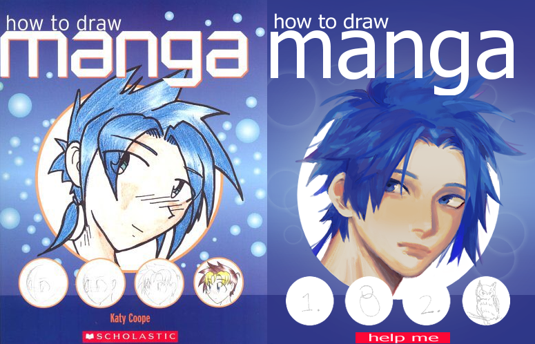 2boys, bird, blue-haired_boy_(how_to_draw_manga), blue_background, blue_hair, blue_theme, blush, closed_mouth