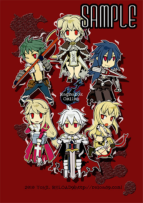 3boys, 3girls, ahoge, armor, armored_boots, assassin_cross_(ragnarok_online), aura, axe