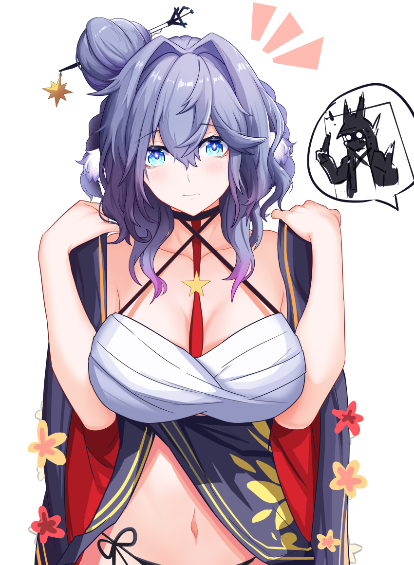 1girl, 1other, absurdres, alternate_hairstyle, arknights, astesia_(arknights), bandages, bangs