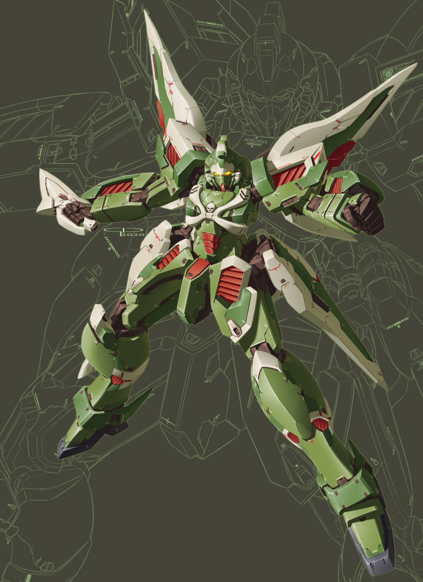 clenched_hand, crossbone_gundam, crossbone_gundam_ghost, dagger, gio_tengco, glowing, glowing_eyes, gundam