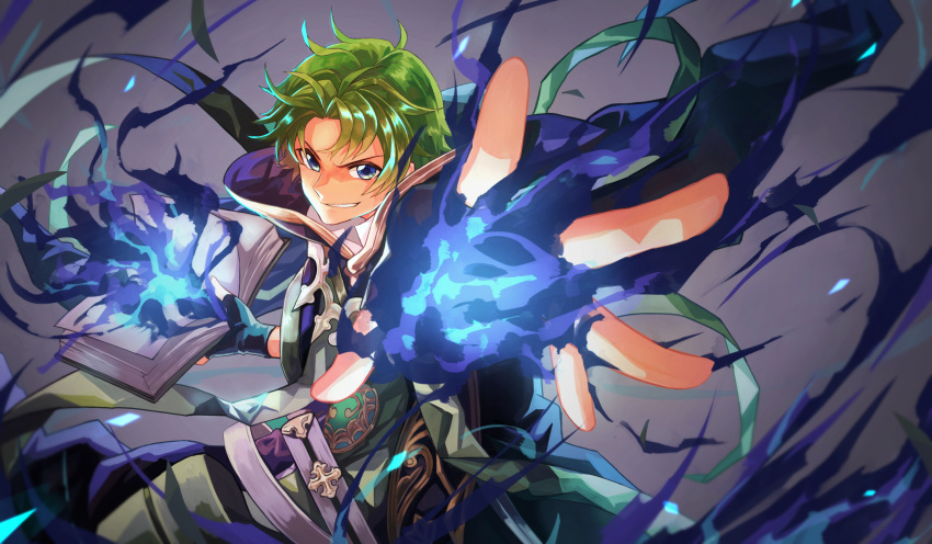 1boy, book, cape, child, commission, commissioner_upload, eposhim, fingerless_gloves