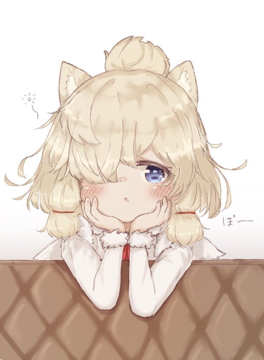 1girl, alpaca_ears, alpaca_girl, alpaca_suri_(kemono_friends), animal_ears, blue_eyes, blush, commentary_request