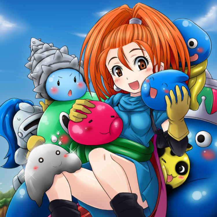 blush, cape, dragon_quest, dragon_quest_vi, dress, earrings, elbow_gloves, forehead