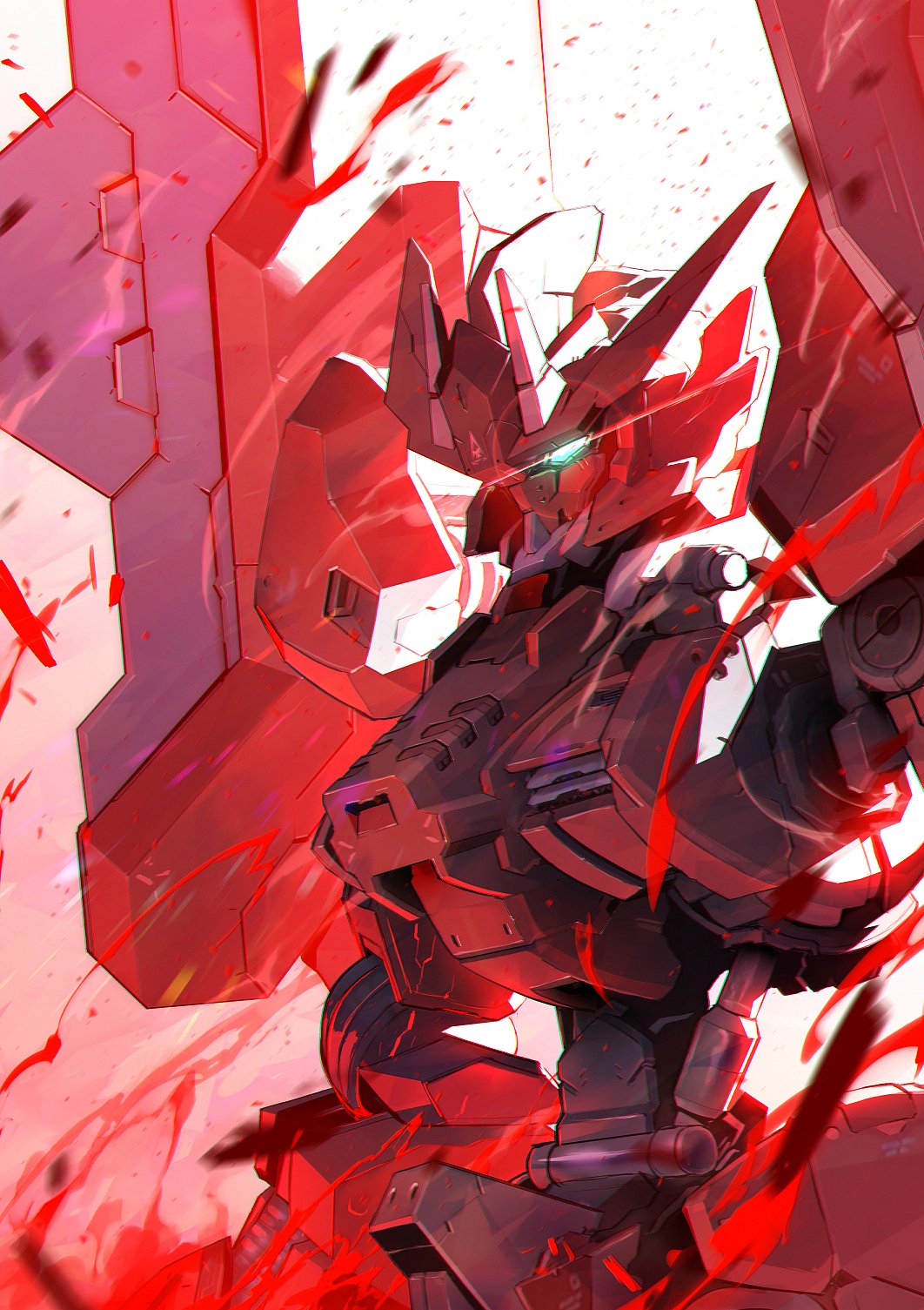 armor, glowing, glowing_eye, gundam, gundam_astaroth, gundam_astaroth_origin, gundam_tekketsu_no_orphans, gundam_tekketsu_no_orphans_gekkou