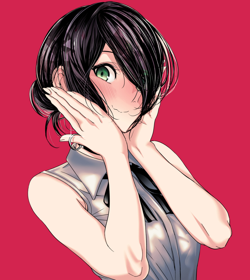 1girl, absurdres, akegata_tobari, bangs, black_choker, black_hair, black_neckwear, black_ribbon