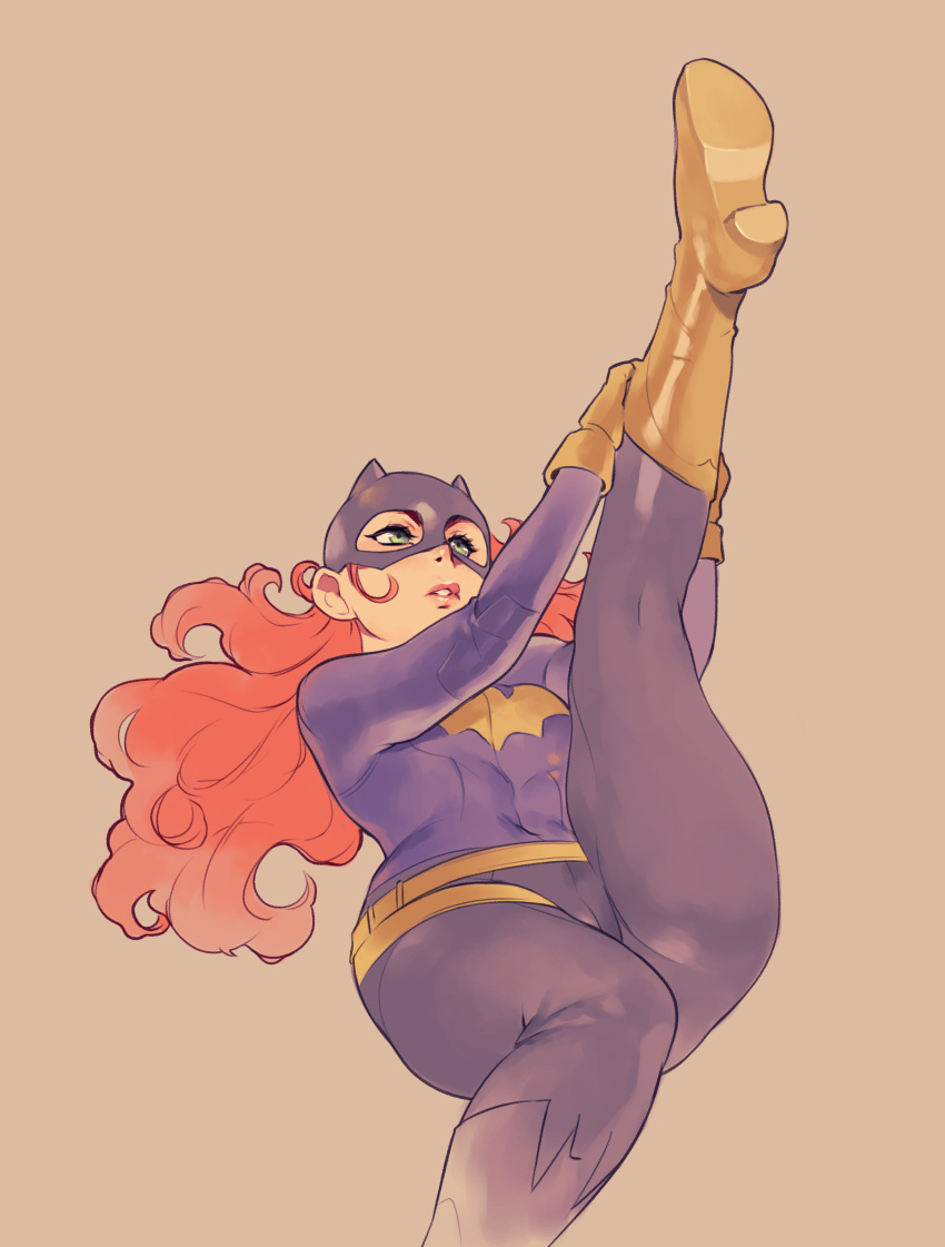 absurdres, barbara_gordon, batgirl, belt, bodysuit, cowl, gloves, green_eyes