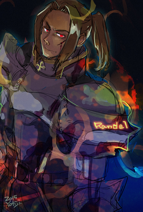 1boy, armor, aura, bio_lab, breastplate, brown_hair, cape, character_name