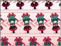 animated, animated_gif, arms_behind_back, directional_arrow, gif, green_hair, hair_ribbon, kagi