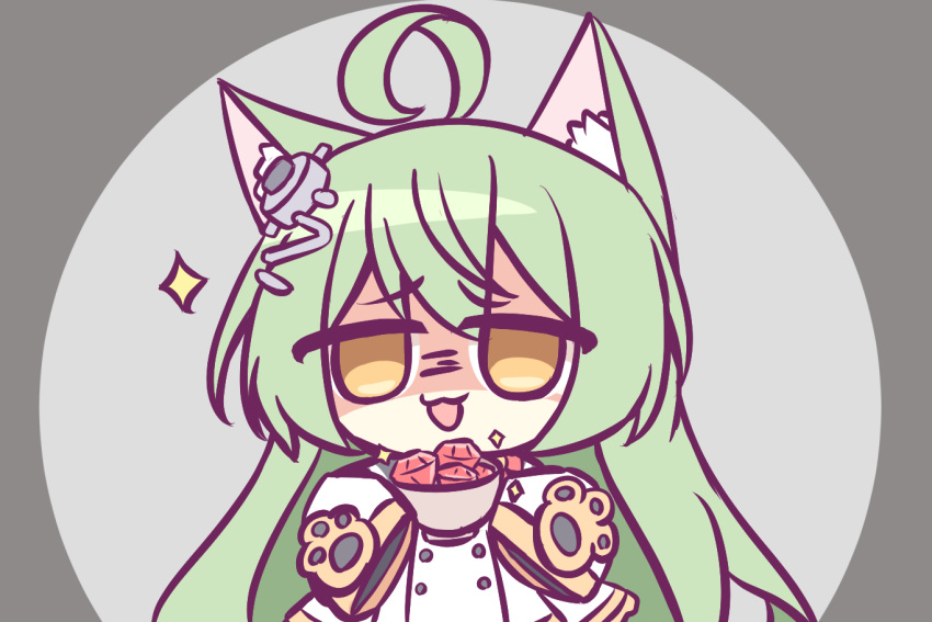 1girl, ahoge, akashi_(azur_lane), animal_ears, azur_lane, cat_ears, chibi, green_hair