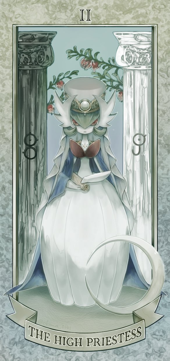 closed_mouth, colored_skin, commentary, cross, cross_necklace, framed, gardevoir, gen_2_pokemon